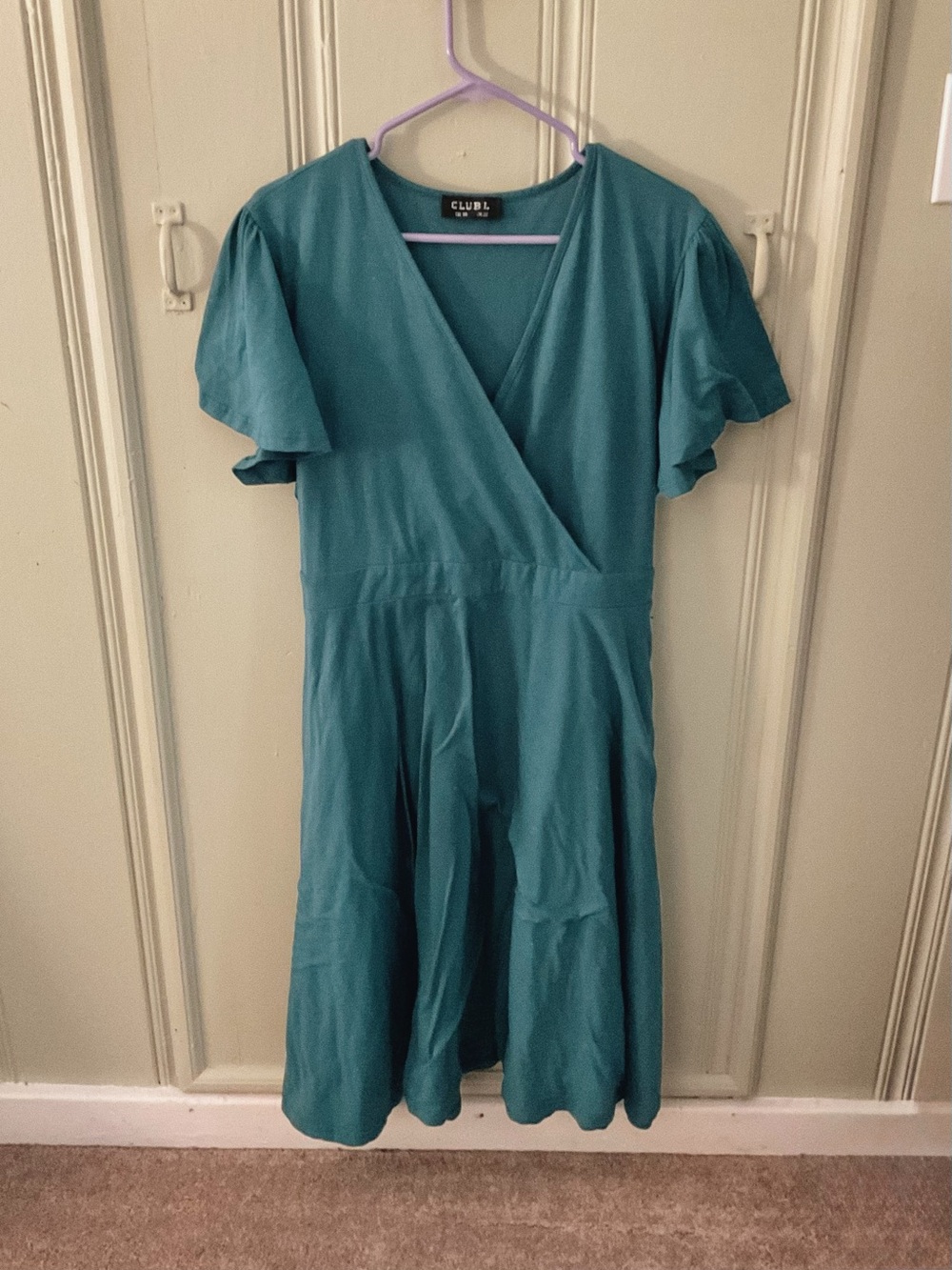 Teal Wrap-Front Midi Dress Plus Size UK 26 Club L